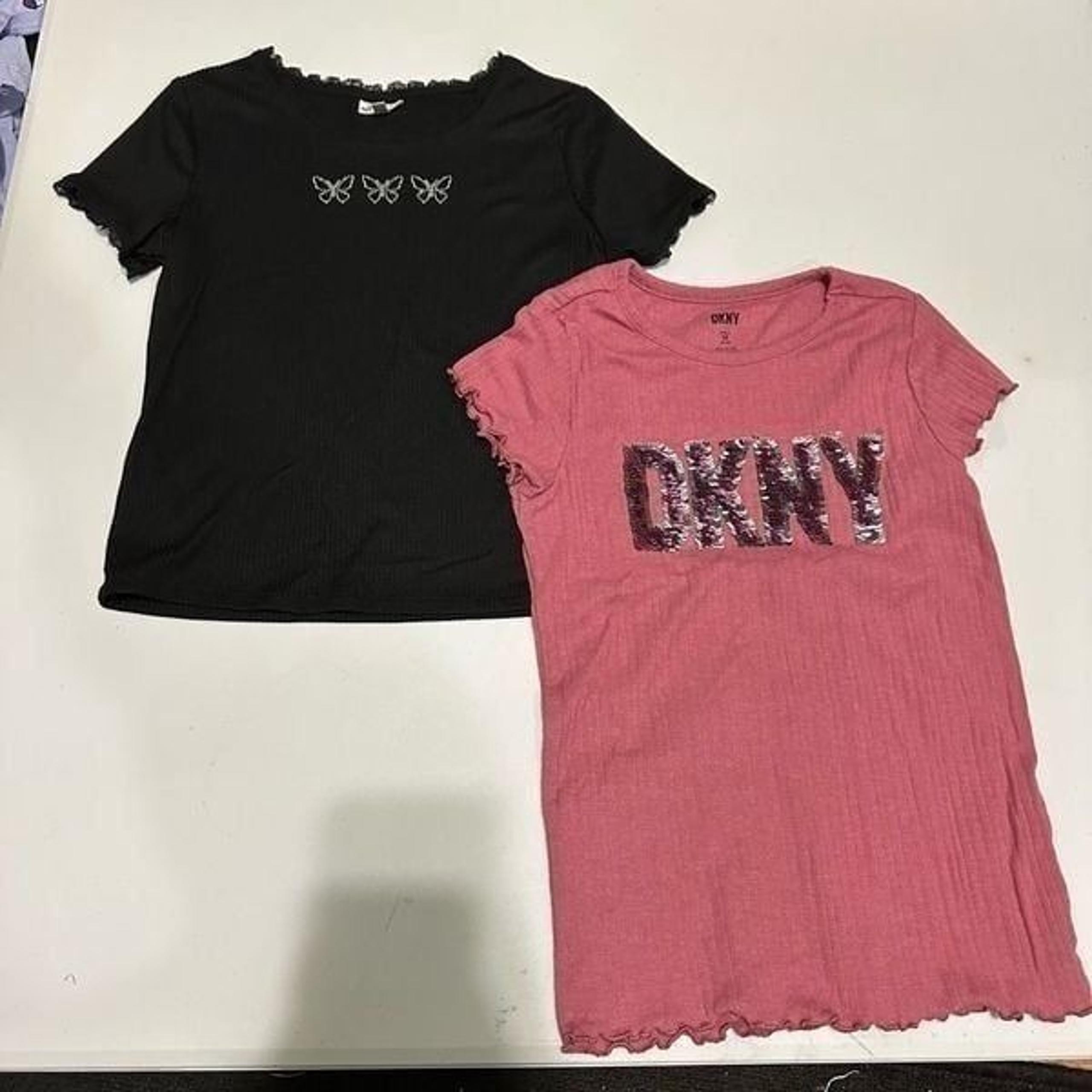 DKNY/ Self Esteem Black and Pint Girls short sleeve T-shirts Size Medium