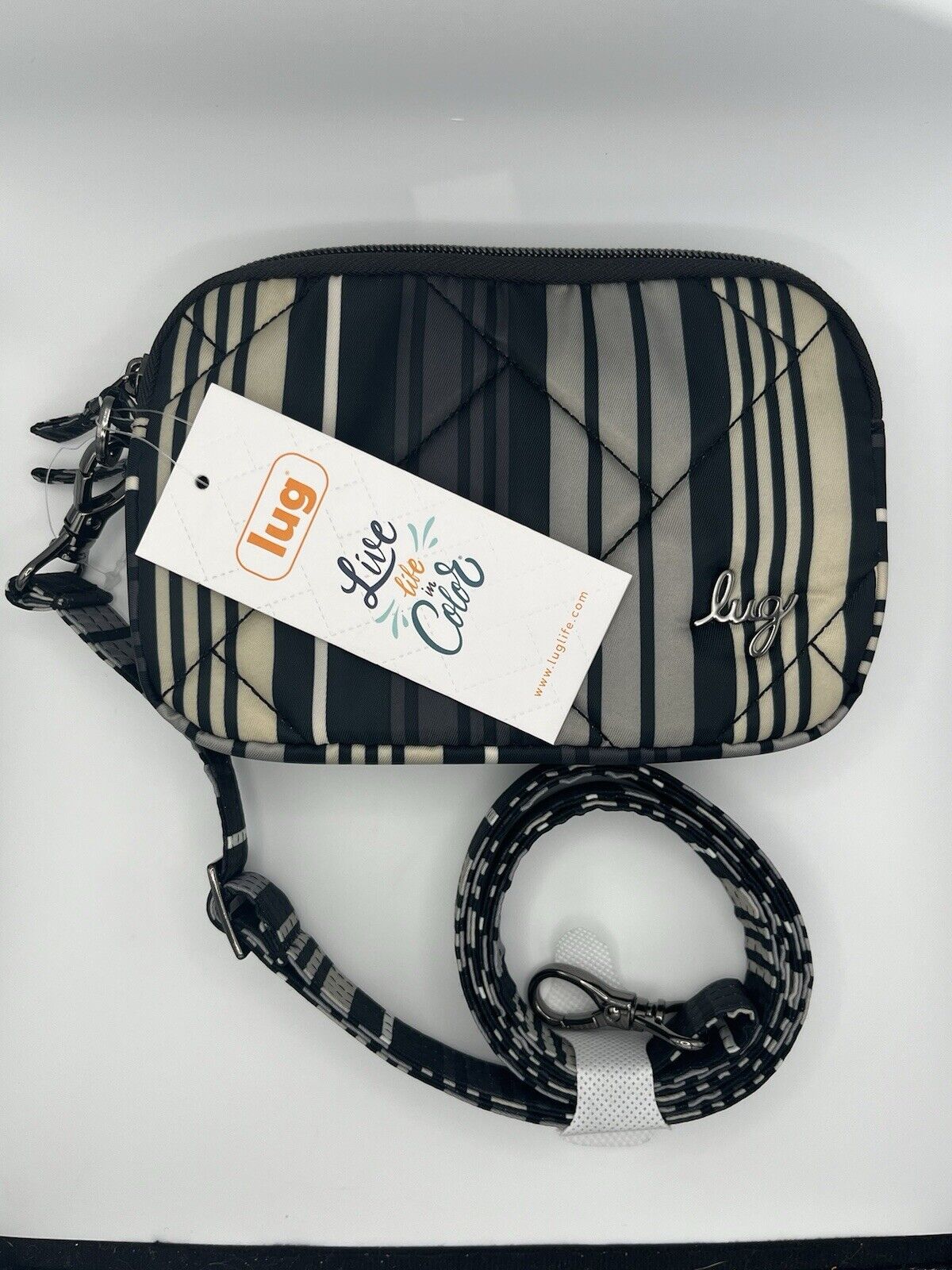 Purse LUG Coupe SE Covertible Crossbody Belt Bag Love Stripe Black Handbag Gift