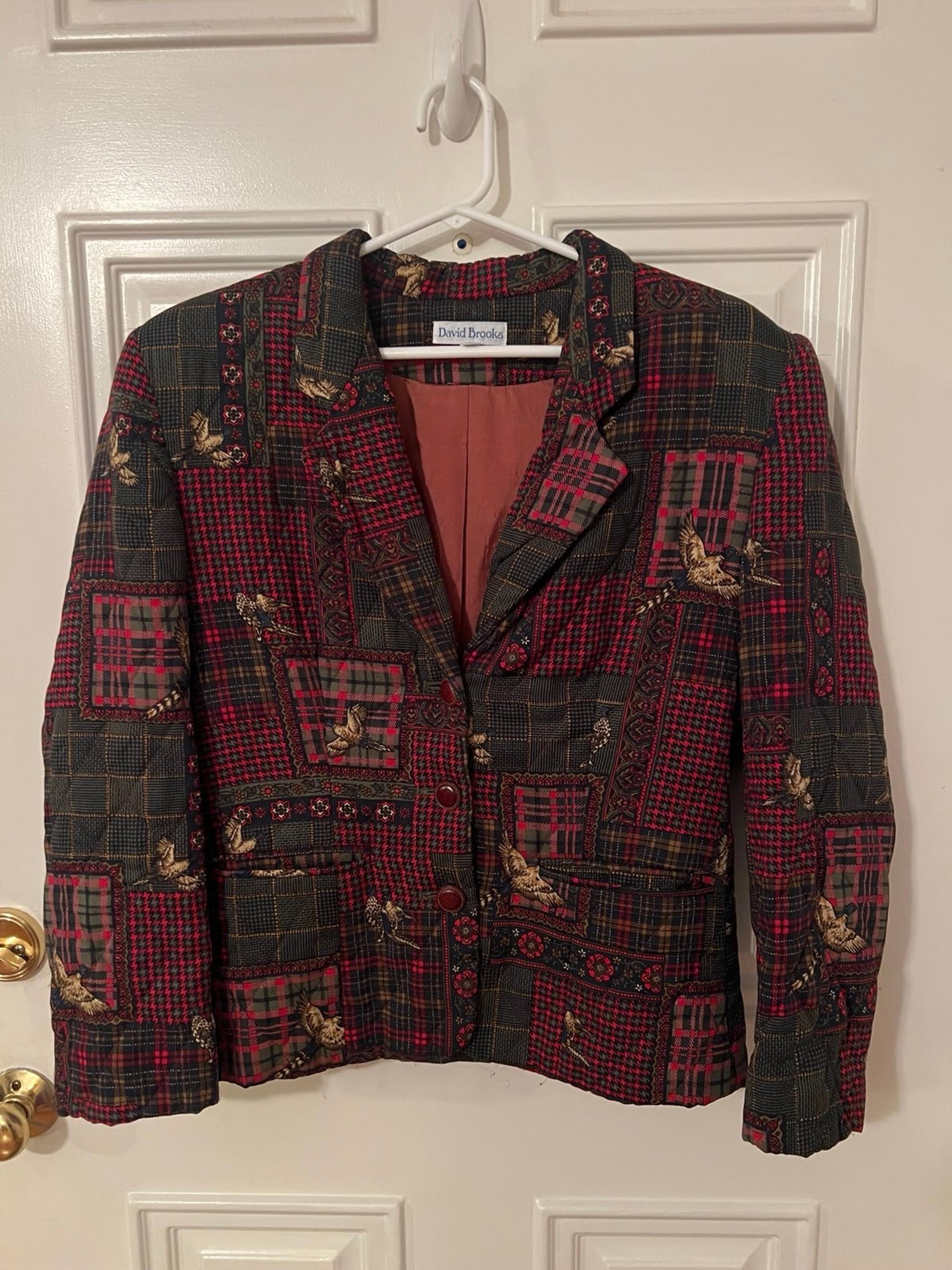 Vintage David Brooks Pheasant Blazer size 6 birds