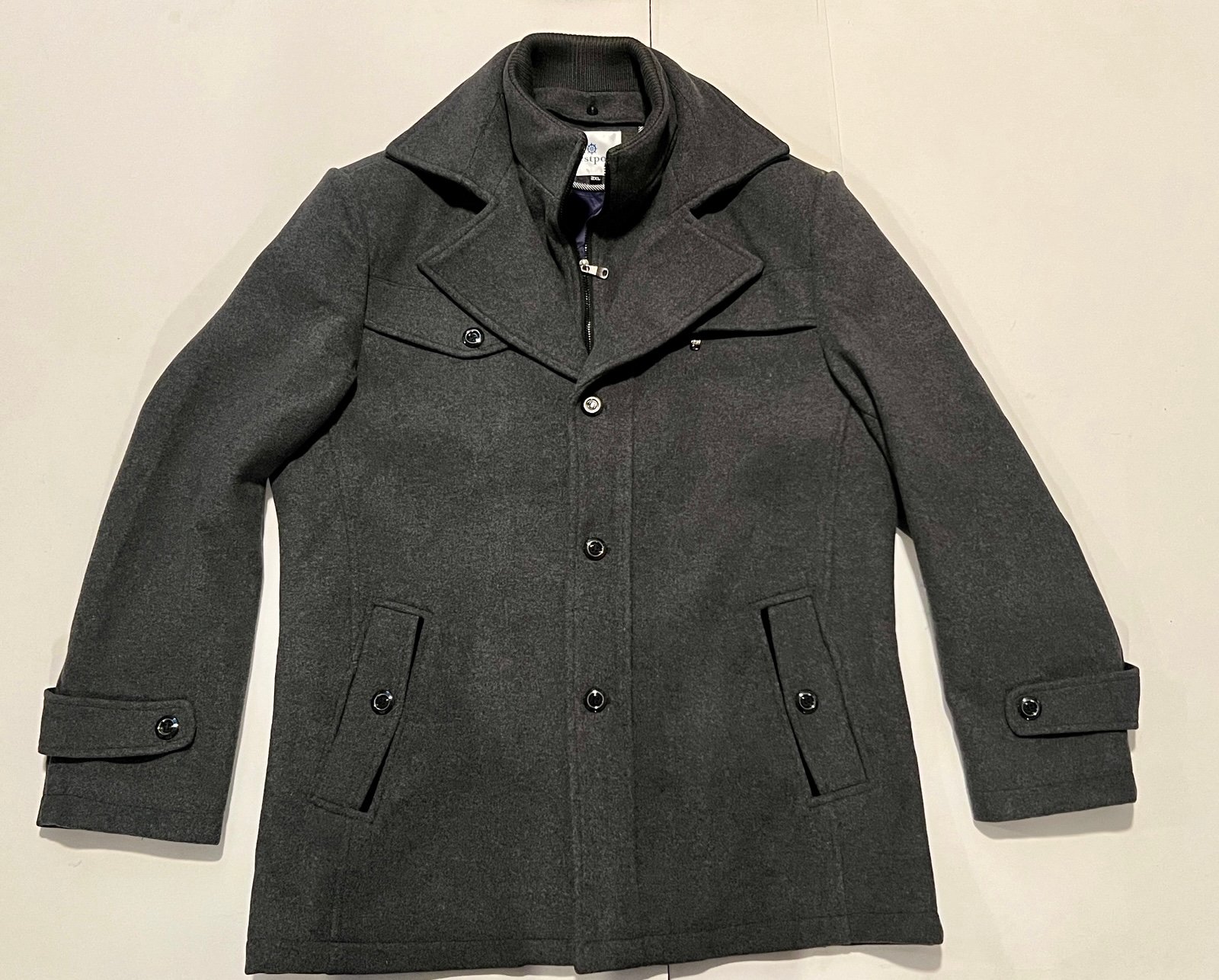 Westport Big And Tall Zip And Button Mens Peacoat Warm 2XL Coat.