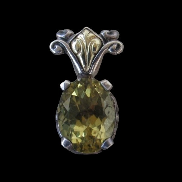 Vintage Ann King Sterling silver 18k Citrine orchid flower pendant