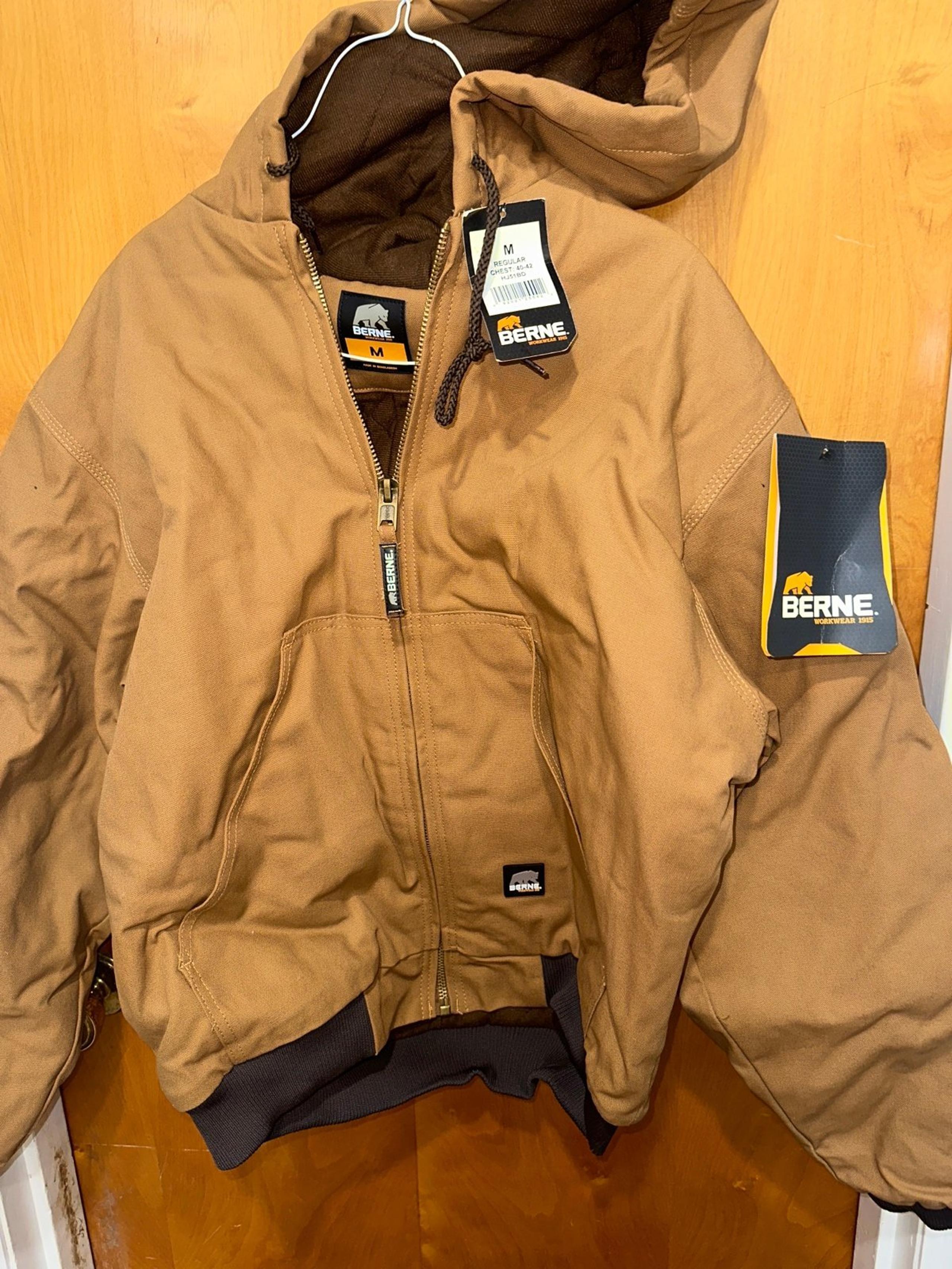 NEW Berne Men's Heritage Duck Hooded Active Work Jacket size M - Berne Apparel