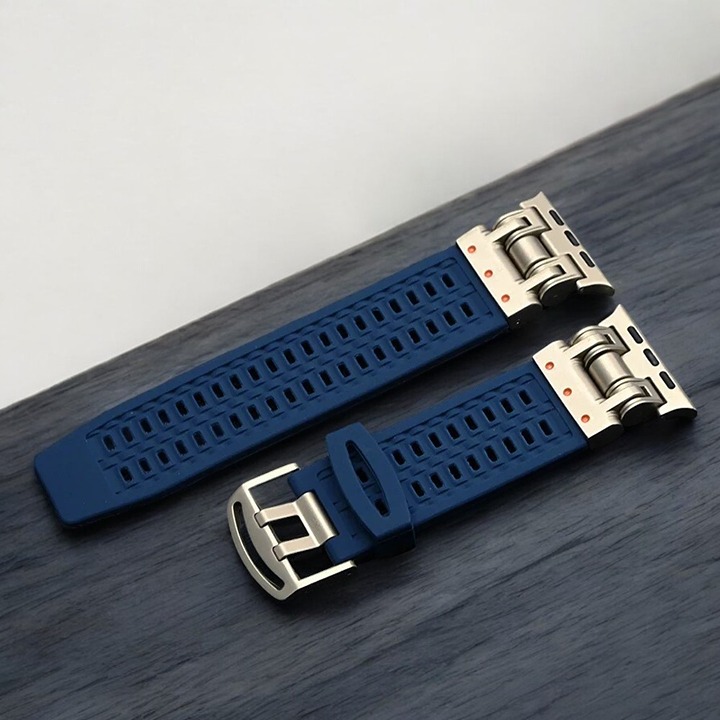Only Band - Silicone Bracelet Band for Apple Watch 45mm Titanium Color Strap