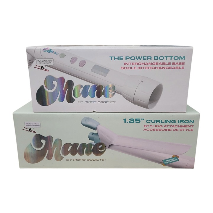 Mane The Power Bottom Interchangeable Base + 1.25” Curling Iron New