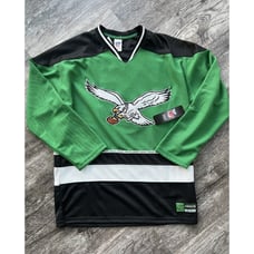 NFL Philadelphia Eagles Retro Logo Vintage Long Sleeve Hockey Jersey Green sz M