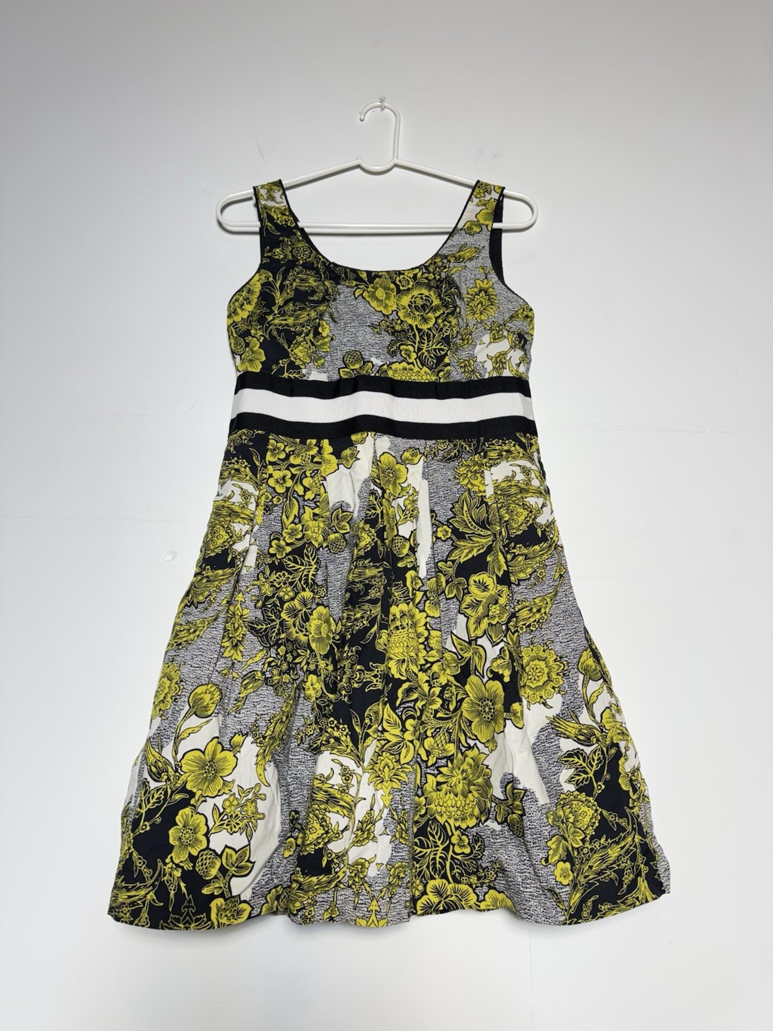 Anthropologie Weston Wear Preppy Abstract Pleated Floral Print Womens Dress Sz M