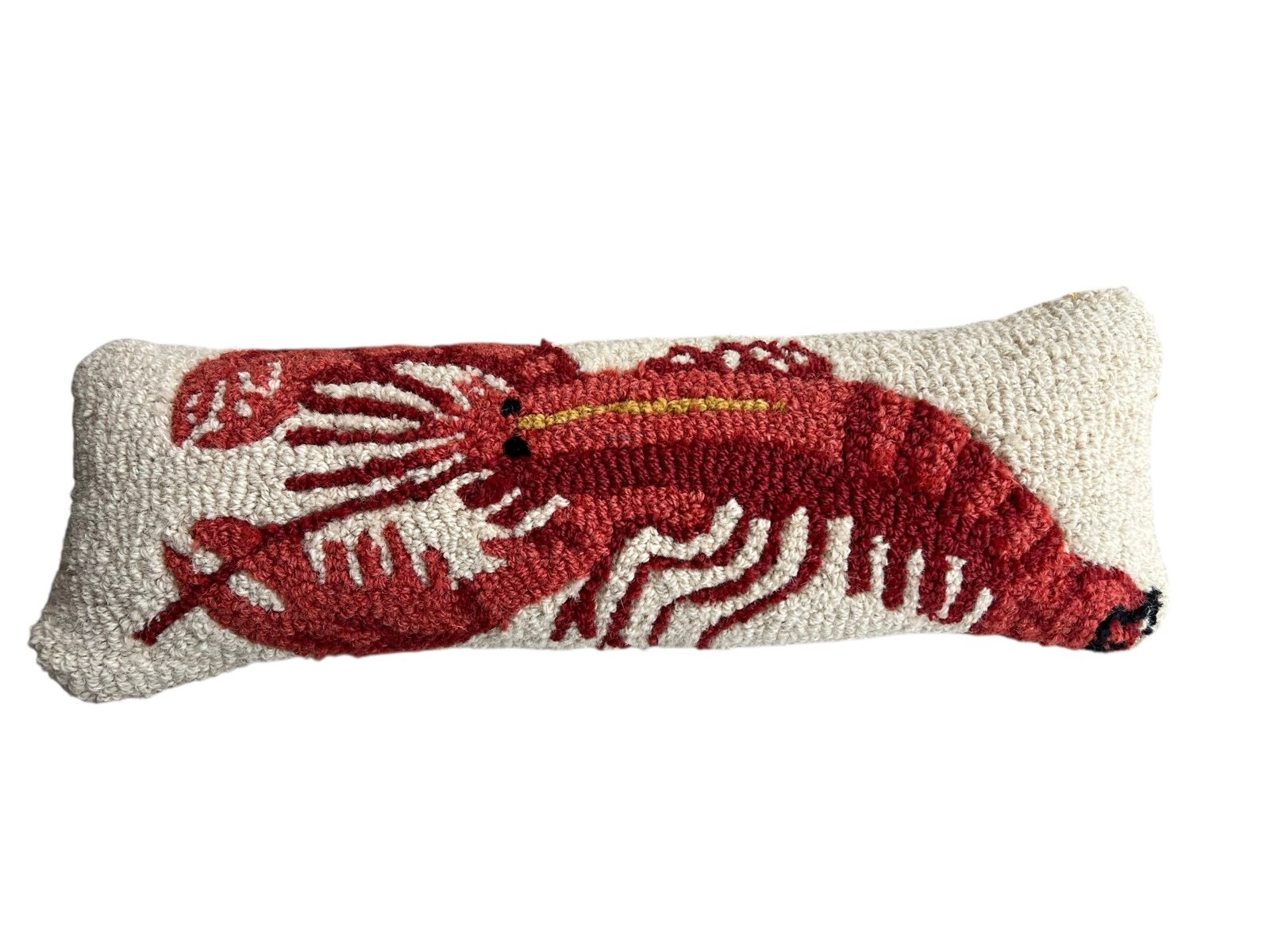 Chandler 4 Corners Hooked Wool Pillow Red Lobster by Laura Megroz 8 x 24
