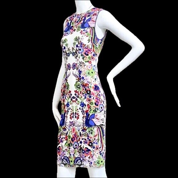 NWT Multicolored Roberto Cavalli Floral Print Dress Size EU 38