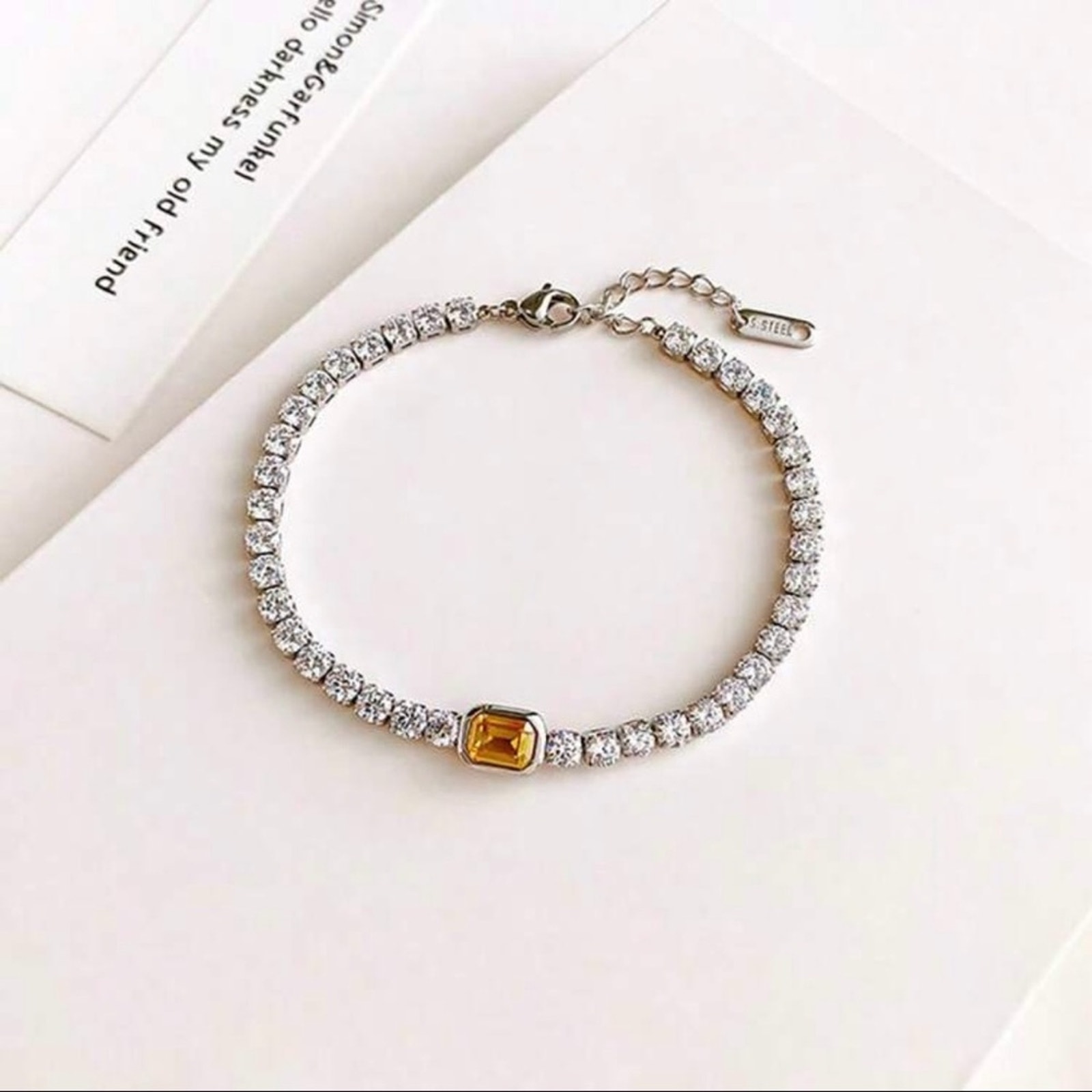 Countess - White gold plated canary yellow tennis bracelet