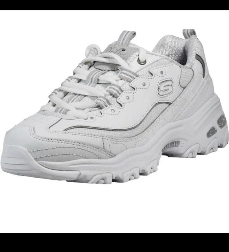 Skechers Womens DLites Biggest Fan Sneaker Lace Up Shoes White 11930 Size 7
