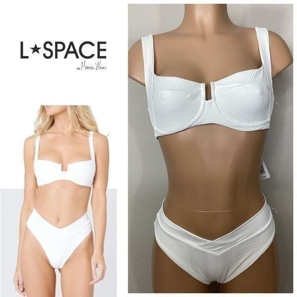New. L*SPACE white underwire high waisted bikini set. XL/D-cup. Retails 213