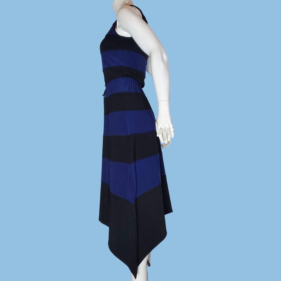 NEW White House Black Market Navy & Black Striped Midi Dress