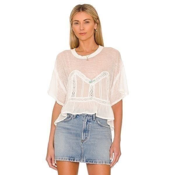 NWT Free People Fall In Love Tee in Ivory