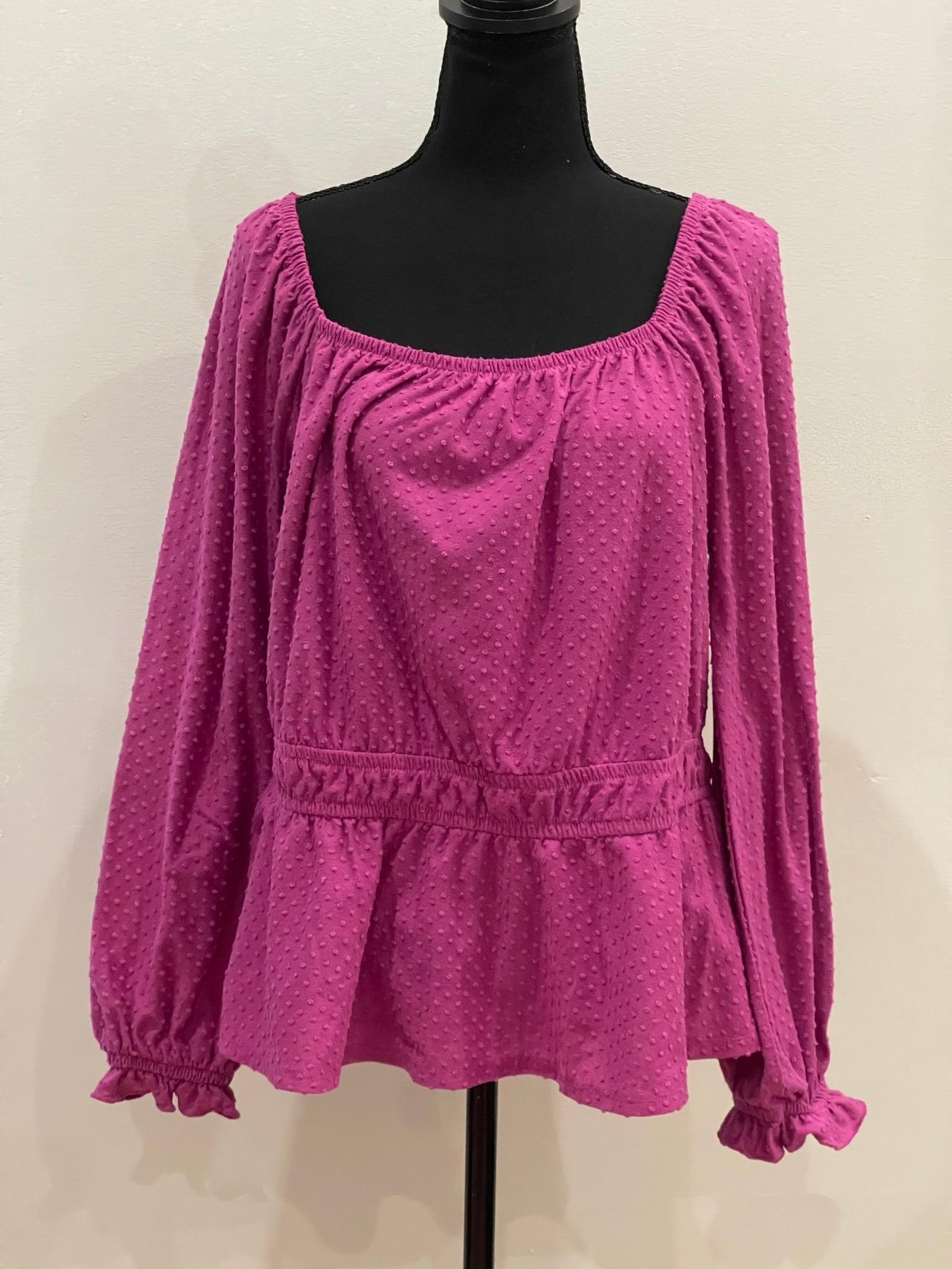 Lane Bryant 14/16 Square Neck Texturized Blouse with Stretch 013