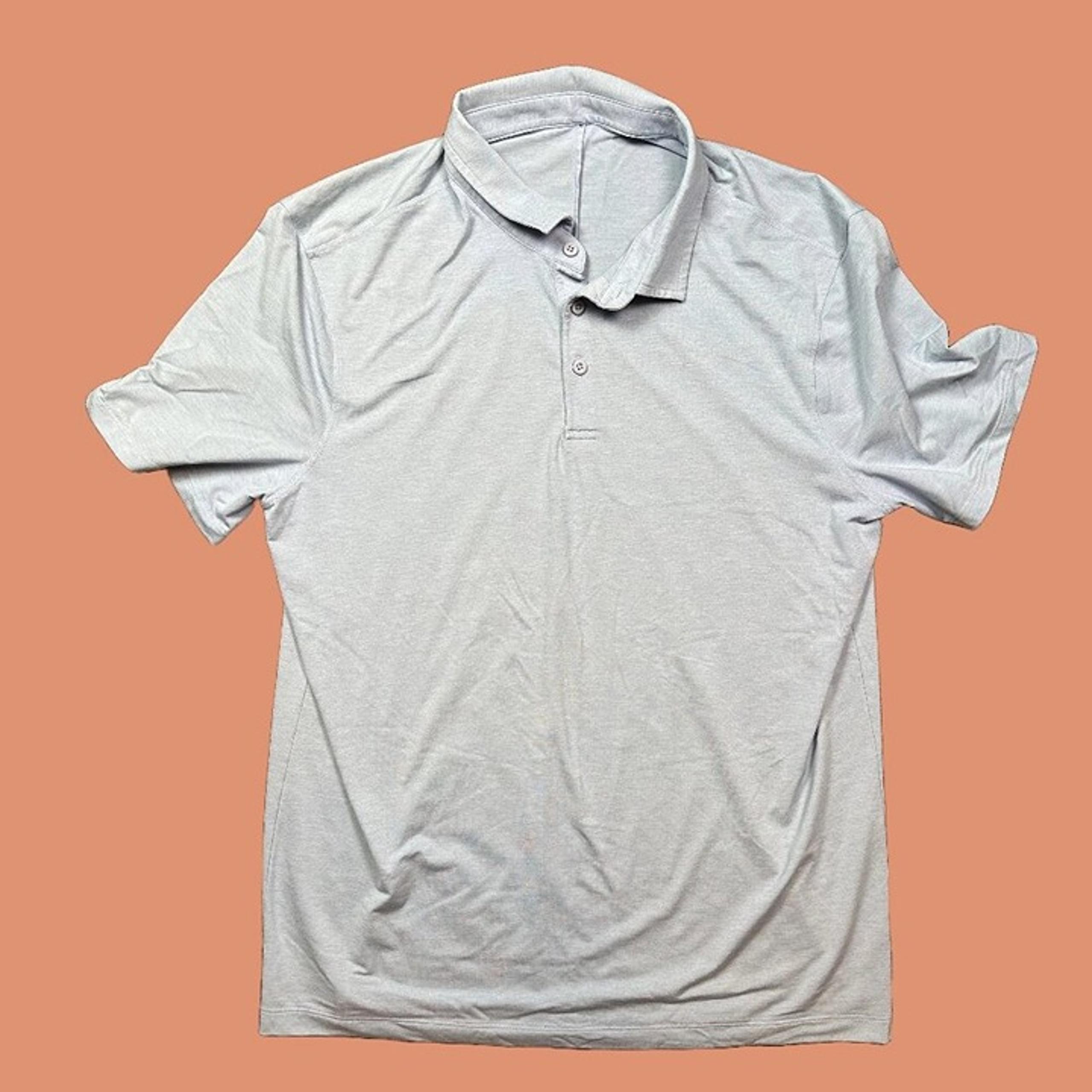 Lululemon Athletica Light Blue Grey Men's Polo Shirt Est Size Medium - Golf