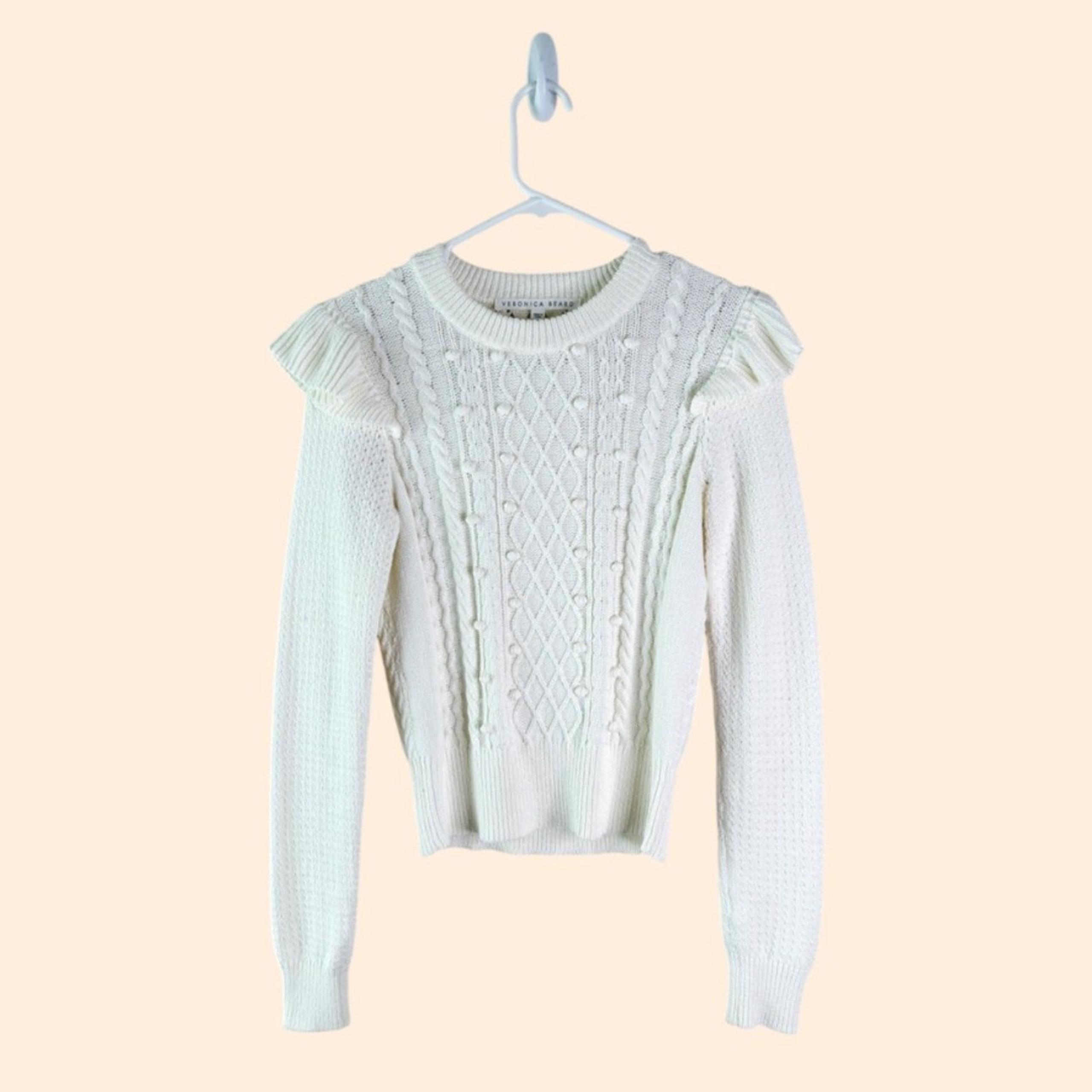 Veronica Beard Earl Ruffle Cable Sweater