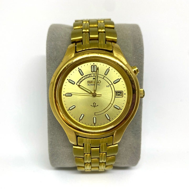 Seiko Kinetic 5M42-0A19 Skeleton Back Automatic Watch - works but needs battery