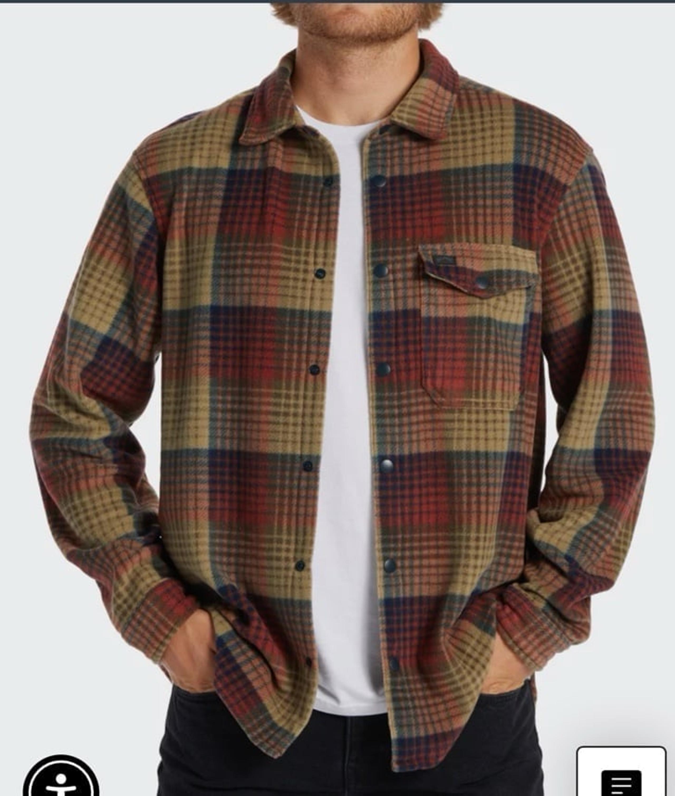 Billabong Men’s Small Adventure Fleece Flannel Long Sleeve Shirt Jacket Coat