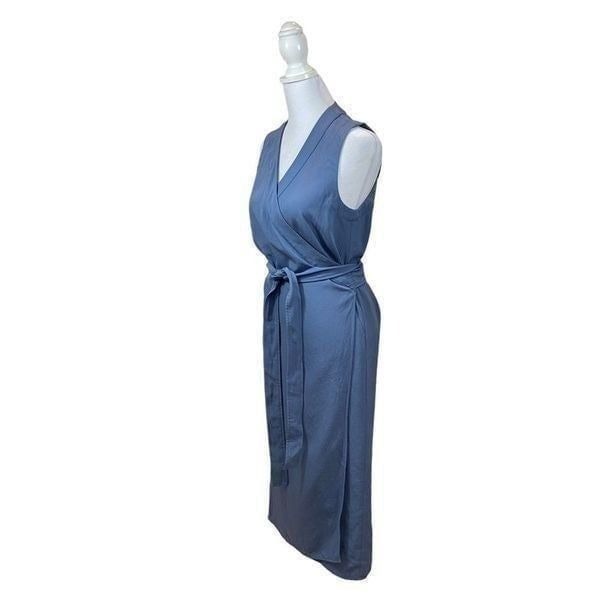 Everlane Japanese Goweave Sleeveless Wrap Dress Blue Size 0