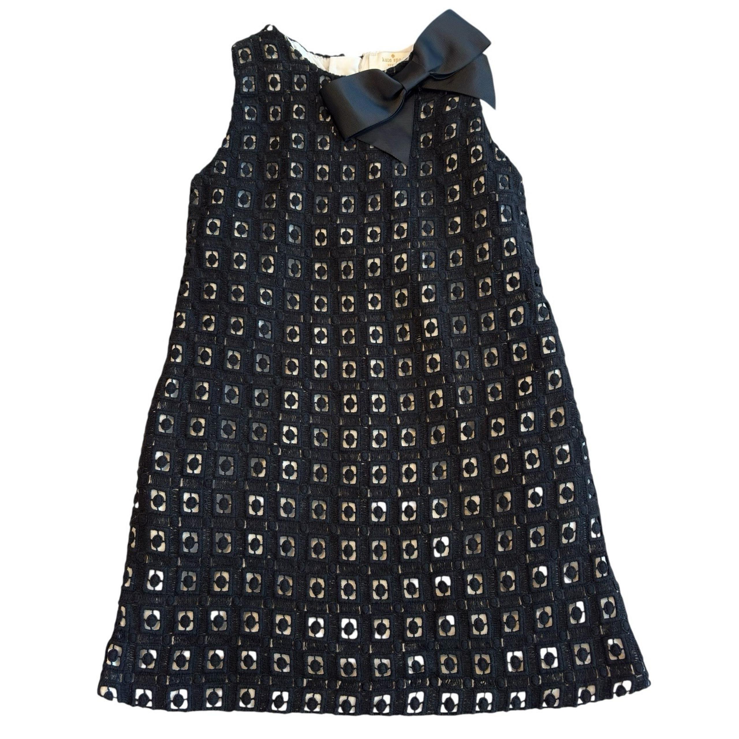 Kate Spade Girls Dress Crochet Lining Black  Bow Pockets size 4 Classic