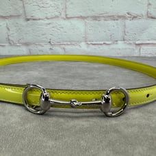 Authentic Gucci Yellow Patent Horsebit Slim Belt 282349 85/34