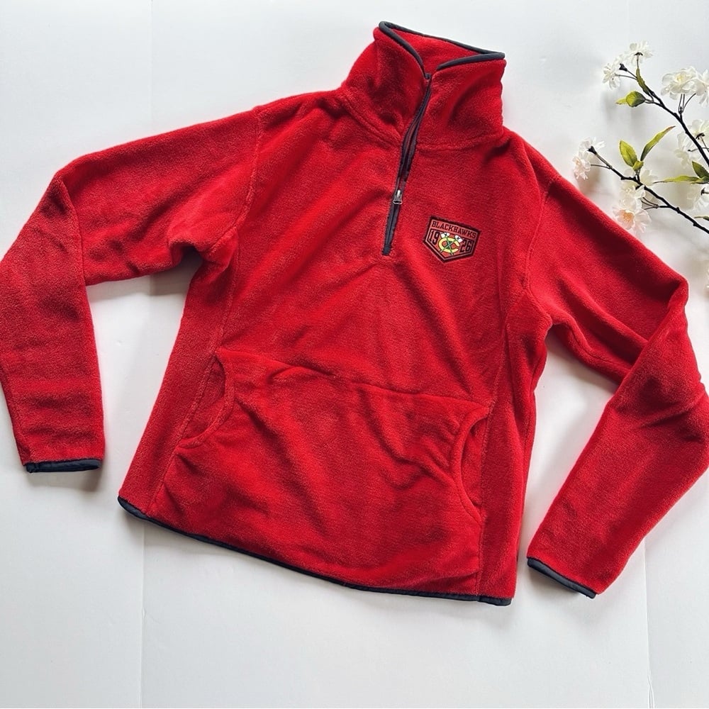 NHL Blackhawks Red Half Zip Sweatshirt Women