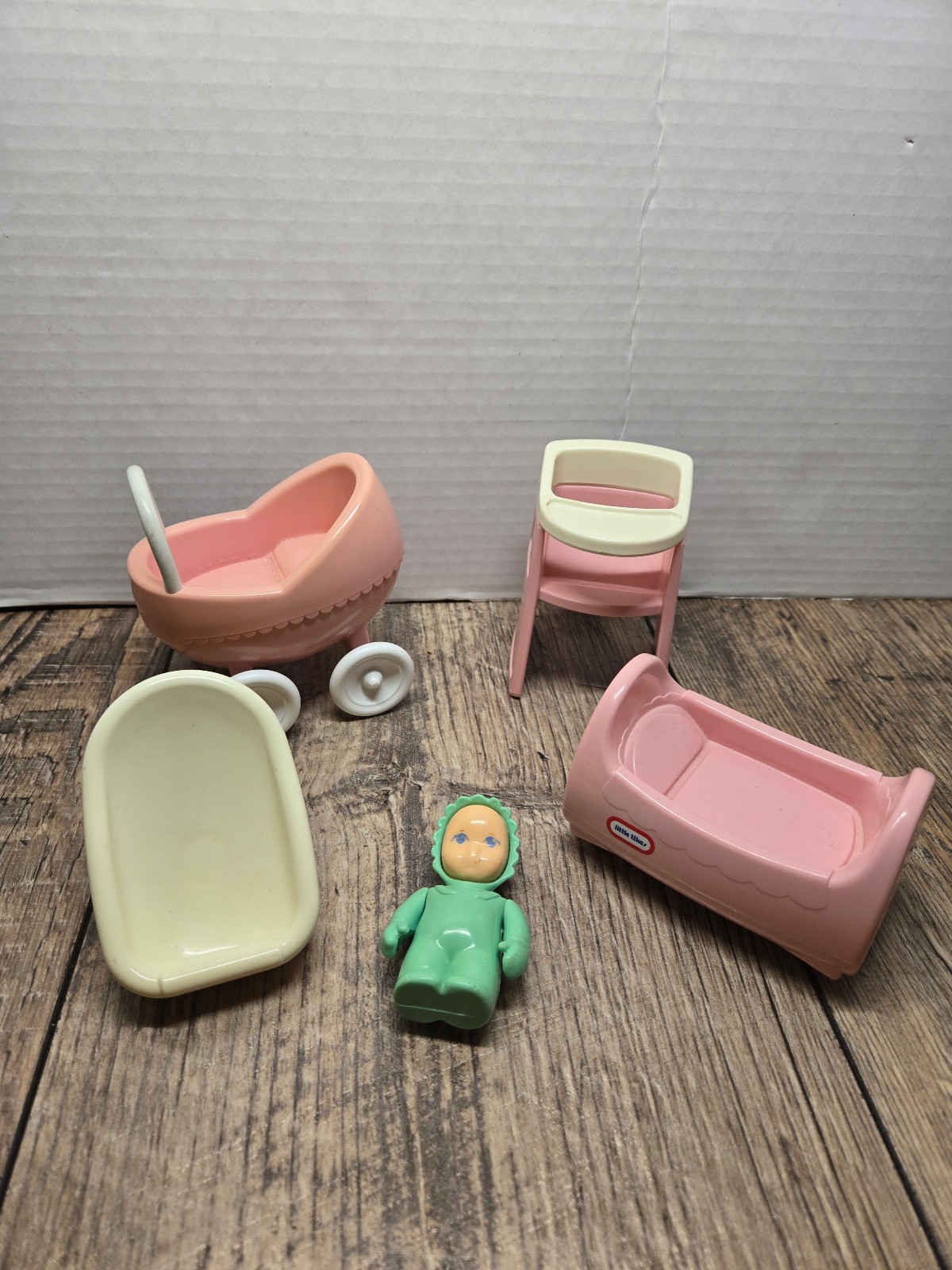 Vintage Little Tikes Dollhouse Baby Furniture with Baby