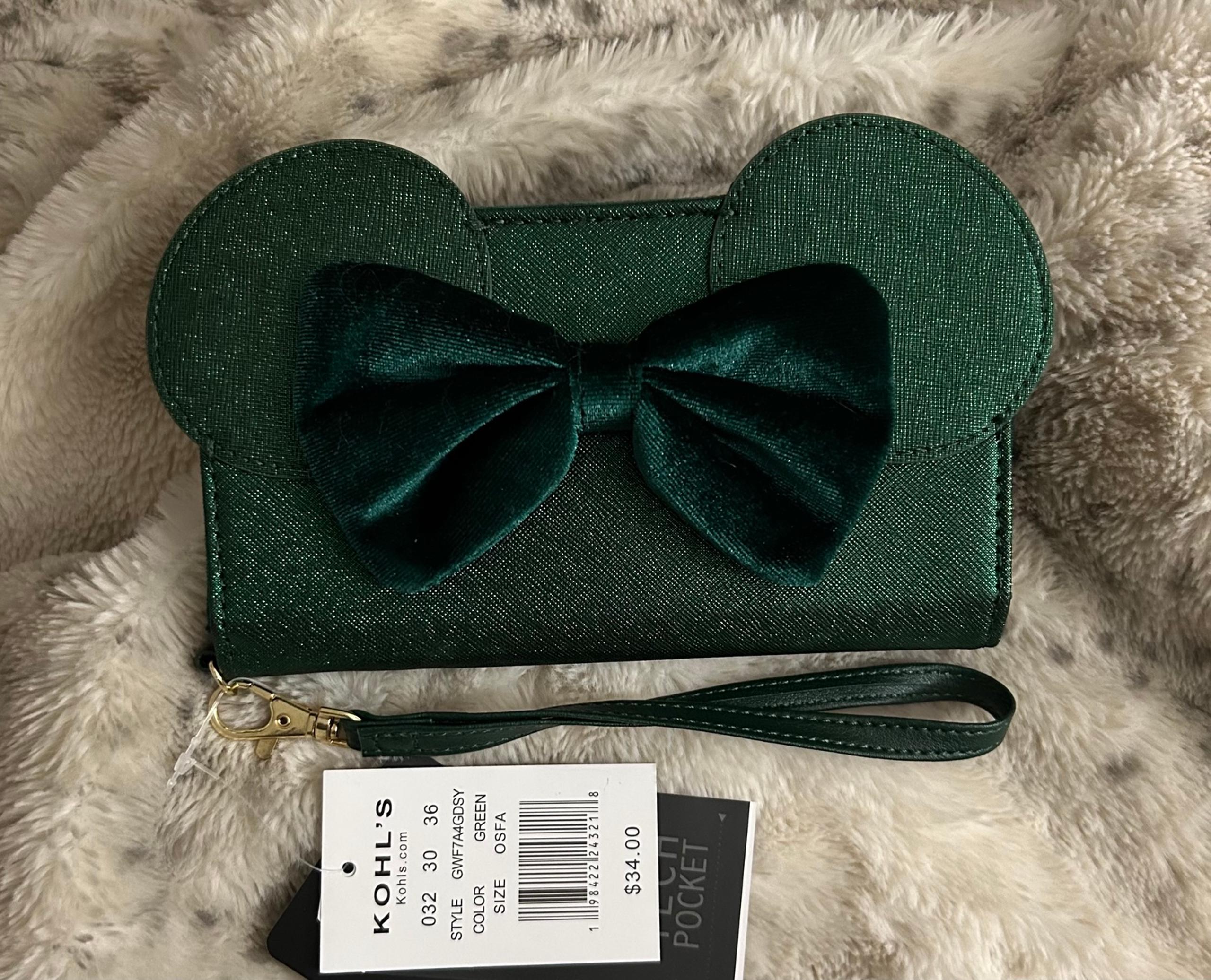 Disney minnie mouse tech wallet bag wristlet iphone android bow green cute