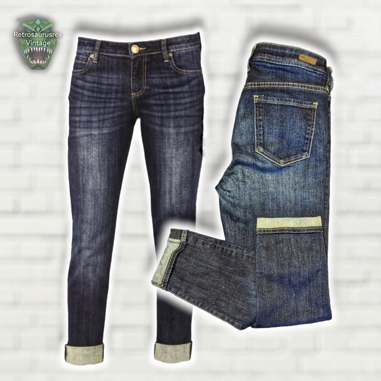 Kut From the Cloth Catherine Slim Boyfriend Ankle Jeans Royal Wash, Size 8