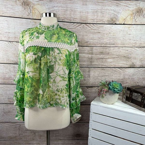 NWT Anthropologie Tracy Reese Hope for Flowers Angelina Silk Peasant Blouse 6
