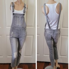 Distressed Black Orchid Denim Overalls SZ 27 Gray