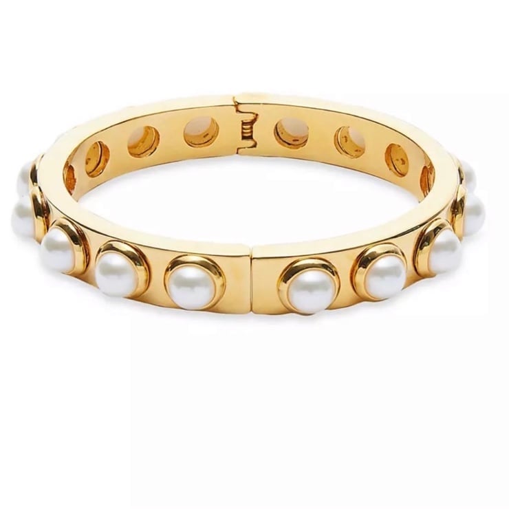 lele sadoughi pearl studded bangle bracelet