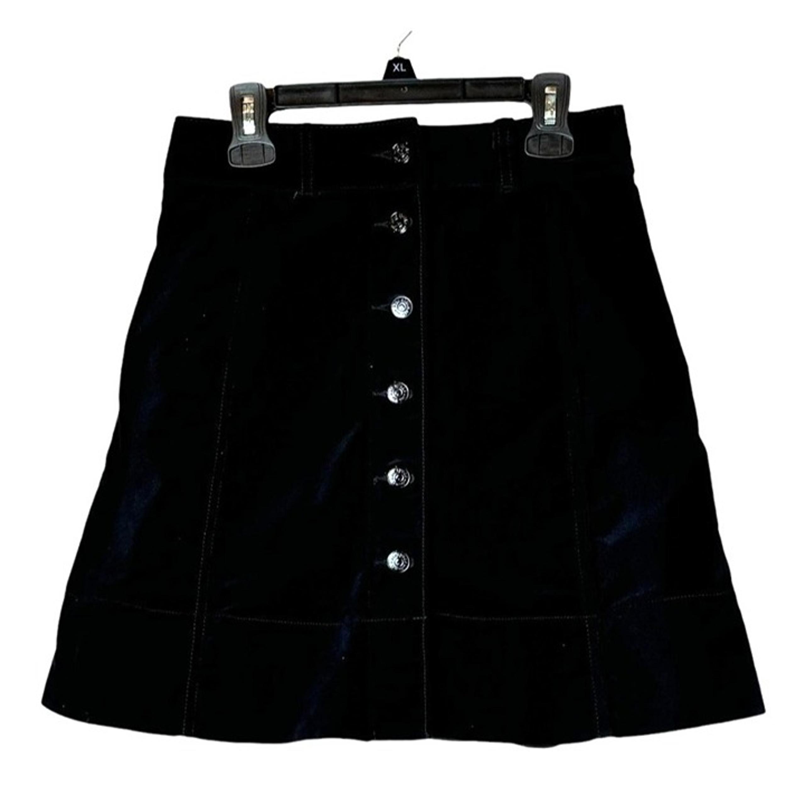 Kate Spade Broome Street Skirt Women 00 Black Velvet Button Front A Line Mini