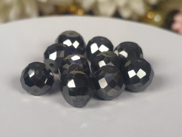 CERTIFIED AAA-Rated 4.5MM Hand-cut Natural Black Diamond Beaded Necklace