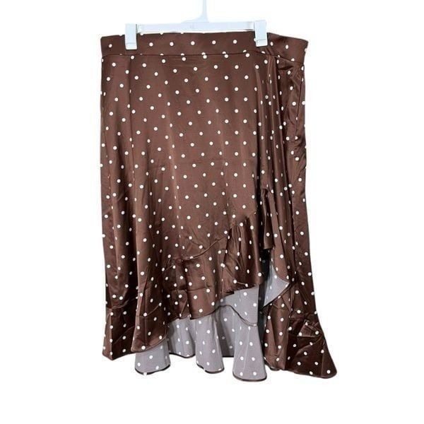 Torrid Brown Polka Dot High Low Ruffle Skirt Size 3X NWT