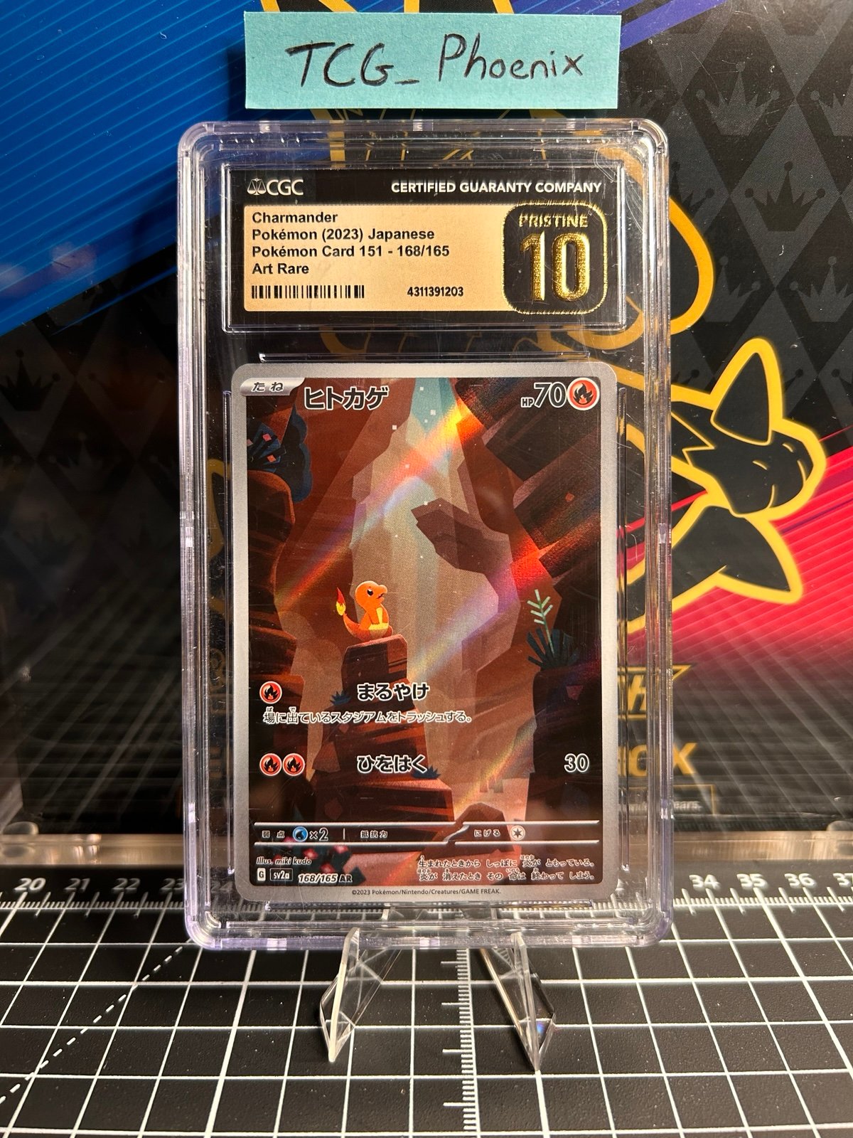 Pokemon PRISTINE CGC 10 Charmander 168/165 AR Japanese Scarlet & Violet 151