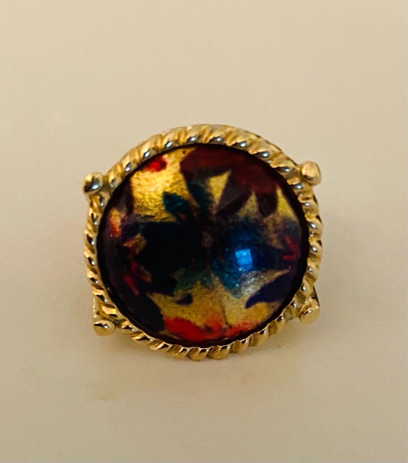 Italian floral 14k ring