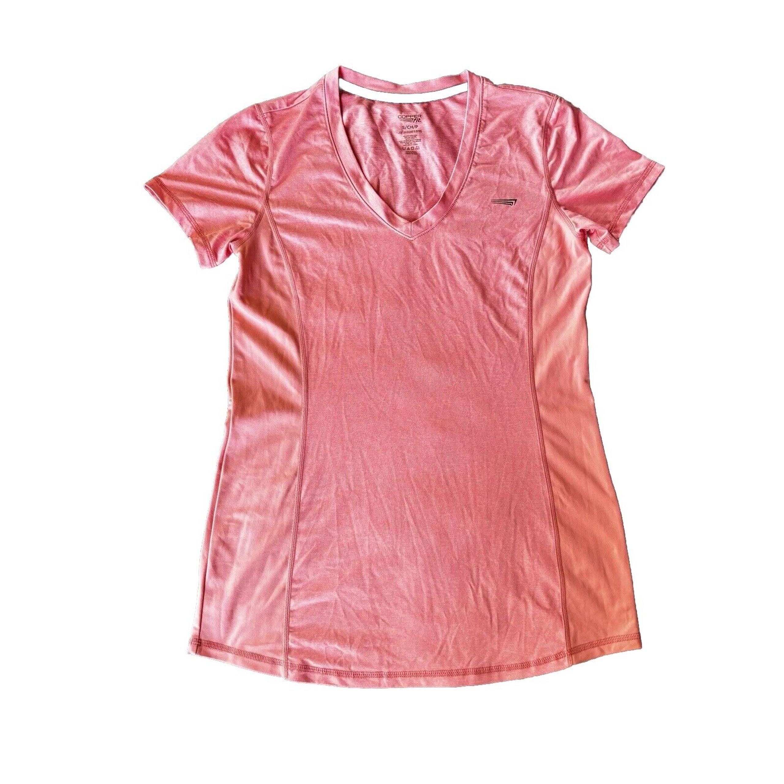 Copper Fit Top Sz S Pink Neon Active T Shirt Workout Stretch Yoga Run Womens