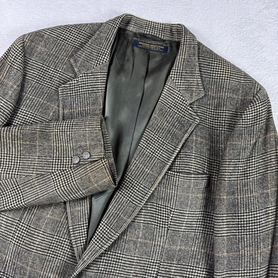 Brooks Brothers Blazer Mens 100% Camel Hair Brown/Beige Plaid USA NO SIZE TAG 44