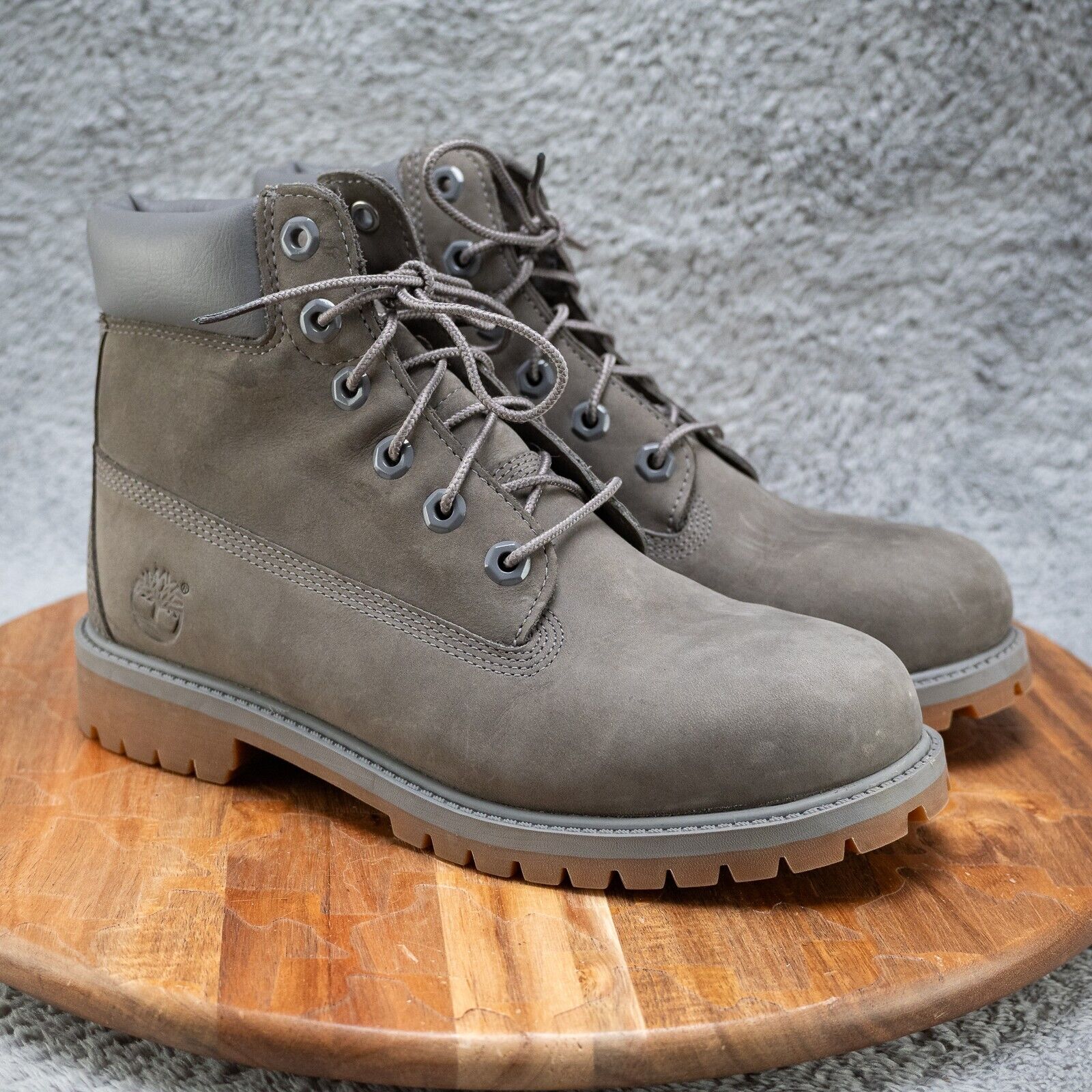 TIMBERLAND 6" PREMIUM Jr's Tornado Grey Nubuck Casual Boots 6.5Y Women's Sz 8