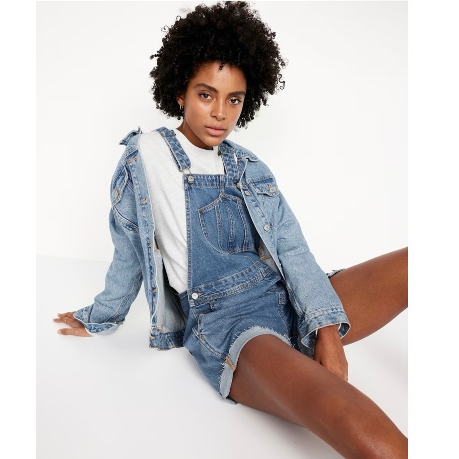 Old navy Slouchy Jean Cut-Off Shortalls 3.5-inch inseam sz 4x