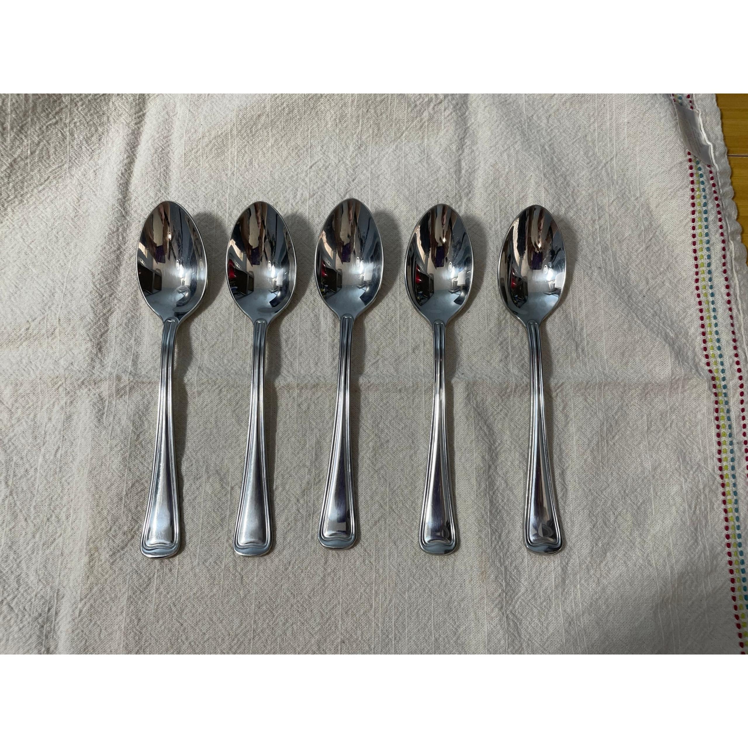 Gorham Monet Frosted Handle Soup Spoons Lot of 5 18/8 Stainless Steel 7"