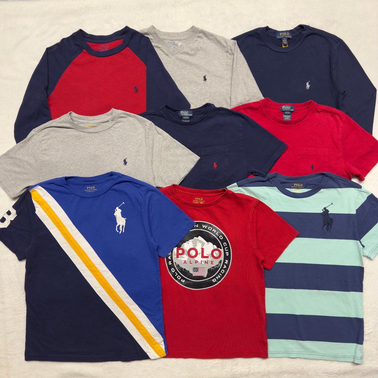 Polo Ralph Lauren Youth M 10-12 Jersey T-Shirts Lot of 9 Spring Summer Fall