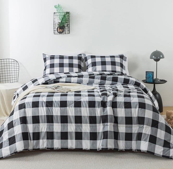 3pc King Comforter Set Black & White