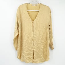 Victorias Secret VS Gold Label 100% Silk Long Sleeve Lounge Sleep Pajama Shirt M