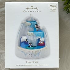 Hallmark 2010 Frosty Falls Penguins Light Sound & Motion Christmas Tree Ornament