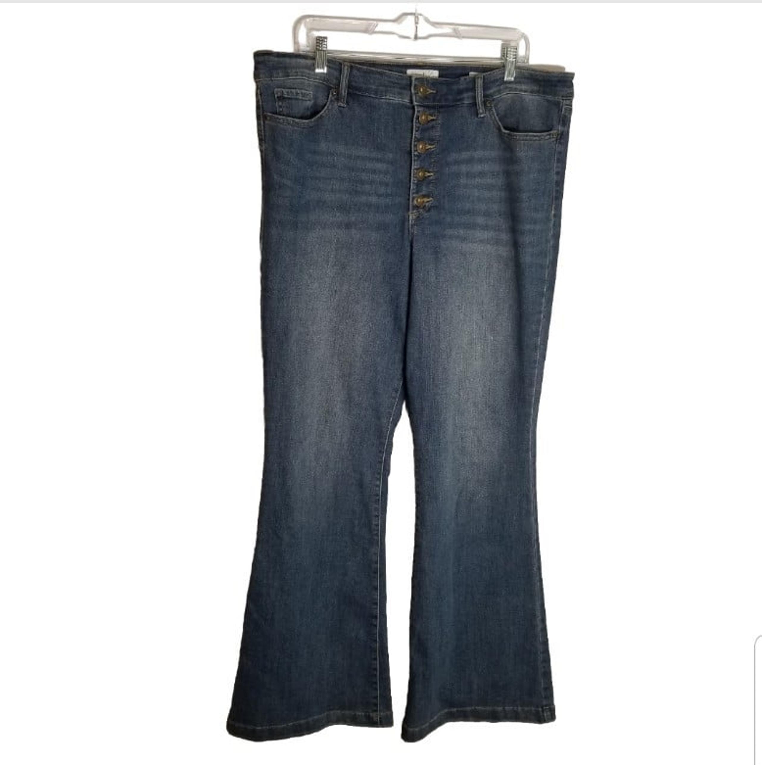 Sofia Vergara Jeans Women's 18 Melisa High Rise Flare Blue Denim Button Fly