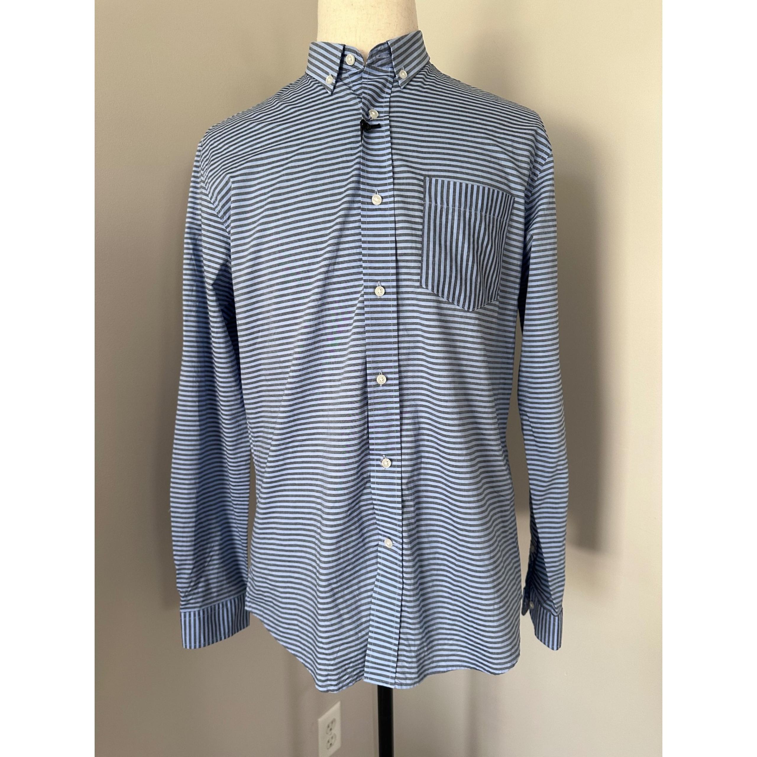 Slate & Stone Striped Oxford Shirt Button Down Long Sleeve Casual Size L