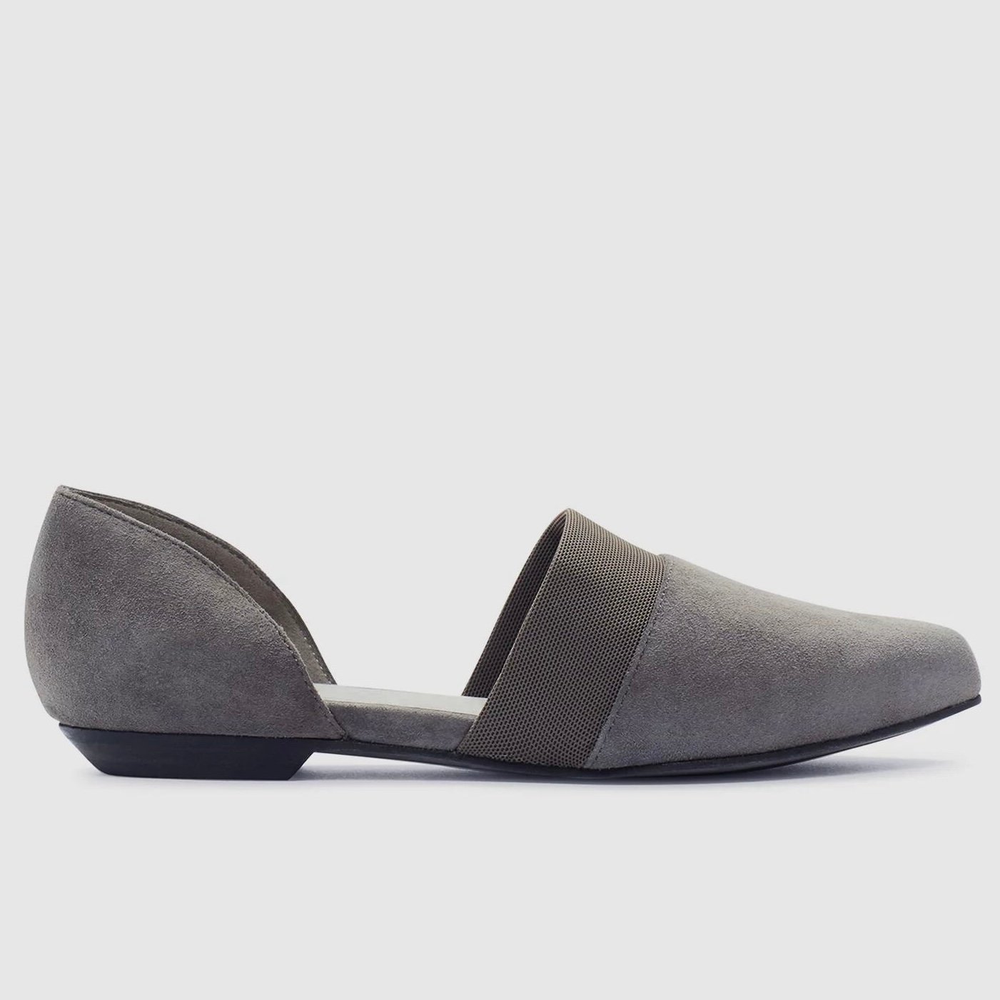 Eileen Fisher Flute D'osay Grey Suede Pointed Toe Flat Shoes Size 5.5