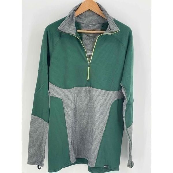 Patagonia 1/4 Zip Shirt Men's Size XL Polartec Long Sleeve Green Gray Thermal
